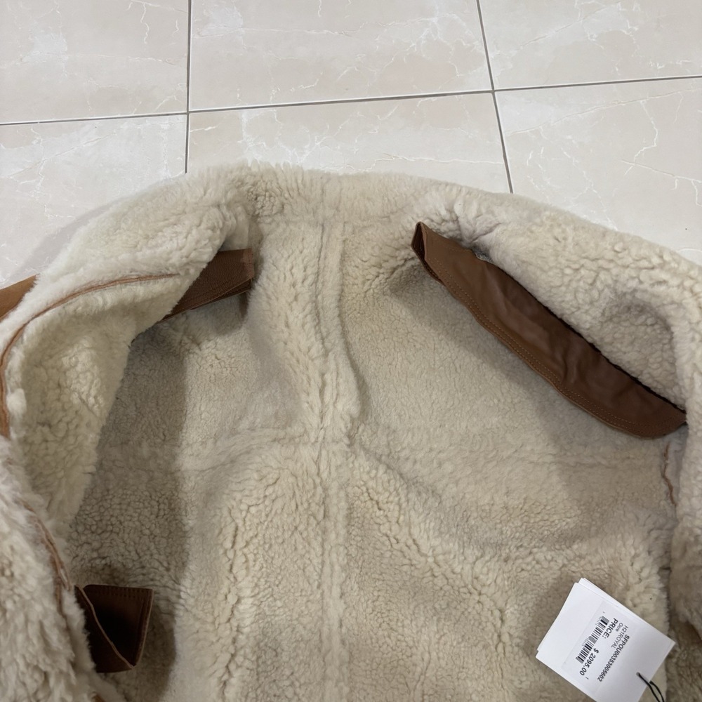 Sandro Paris Fur Leather Brown Winter Coat Lamb BRAND NEW FLAWED Shearling - Picture 16 of 16